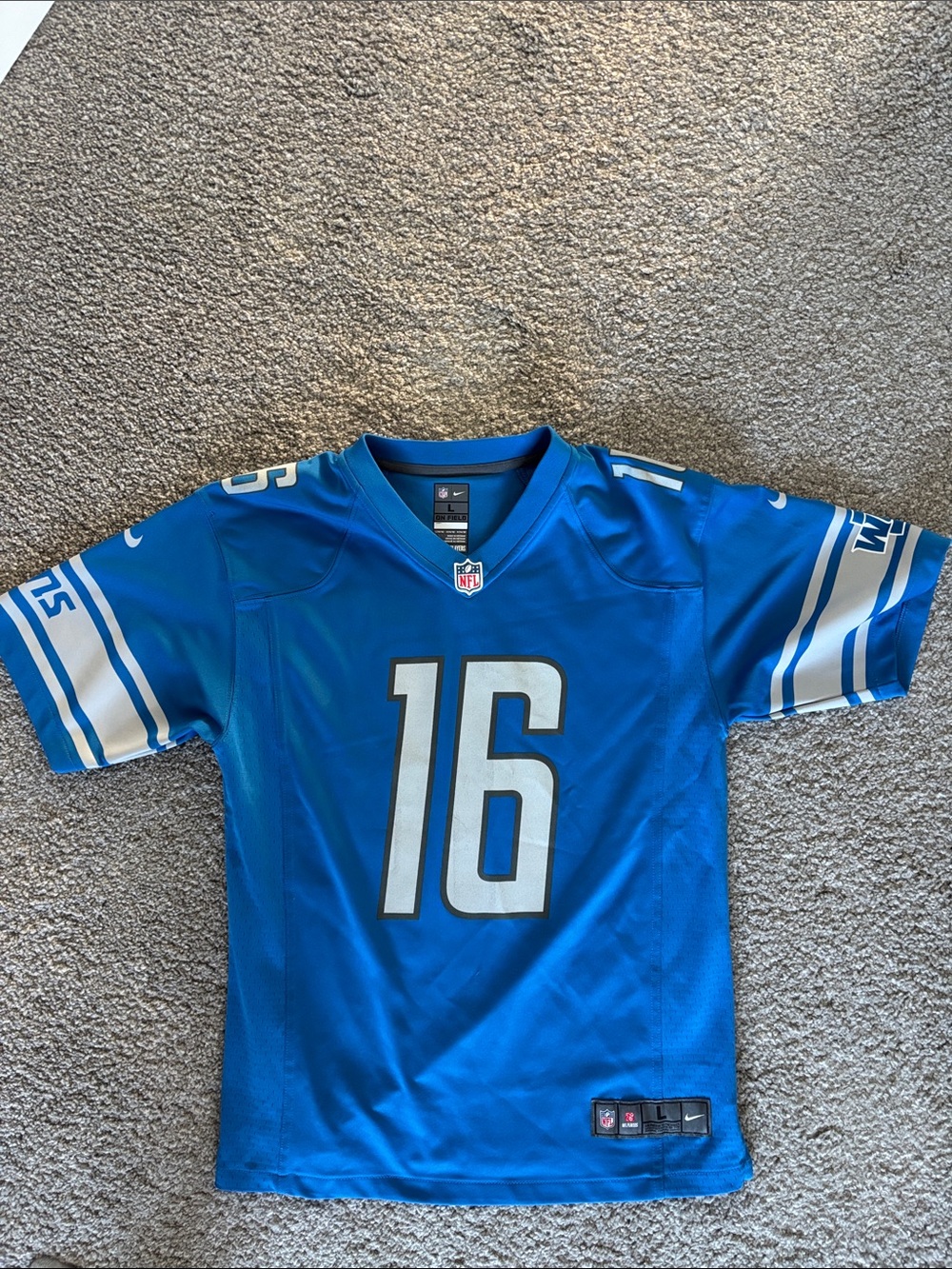Nike Youth Detroit Lions Goff Football Jersey with White Number 16